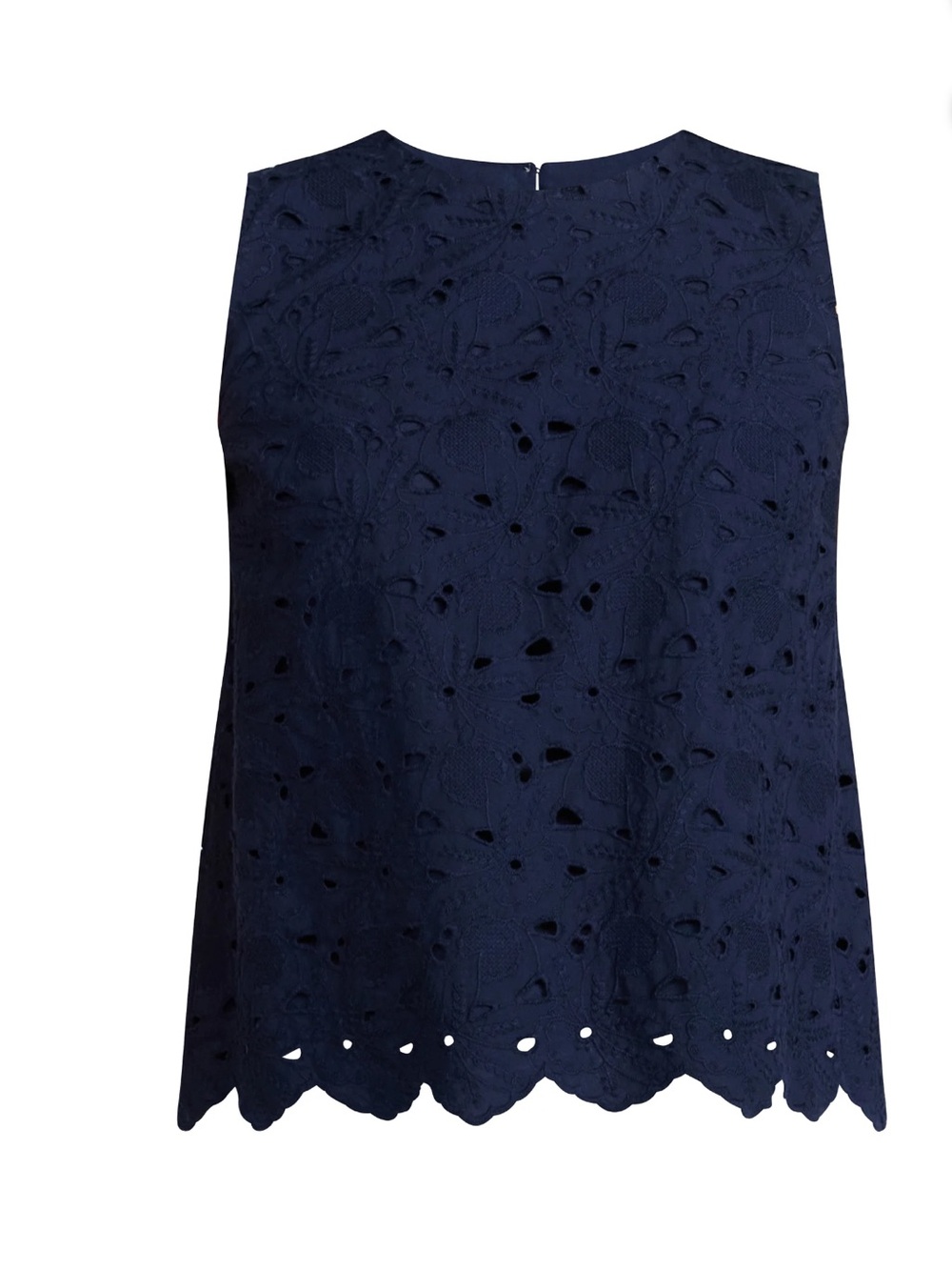 Time and Tru Women Sleeveless Cotton Eyelet Top